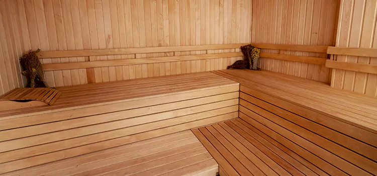 Spruce Wood Sauna Interior Construction in Oakville, Ontario